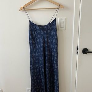 Vince blue floral silk slip dress